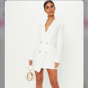 White Gold Button Blazer Dress Uk -12 us-8